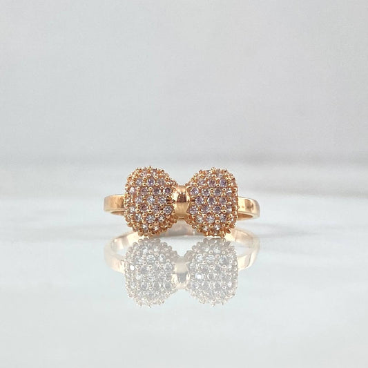 Bow Ring 2.4gr / T6 3/4 / White Zircons 18K Rose Gold