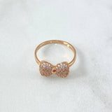Bow Ring 2.4gr / T6 3/4 / White Zircons 18K Rose Gold
