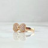 Bow Ring 2.4gr / T6 3/4 / White Zircons 18K Rose Gold