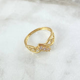 Trio Infinity Heart Ring 1.9gr / Size 6 3/4 / White Zircons 18K Yellow Gold