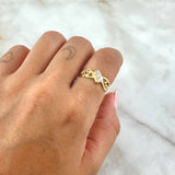 Trio Infinity Heart Ring 1.9gr / Size 6 3/4 / White Zircons 18K Yellow Gold