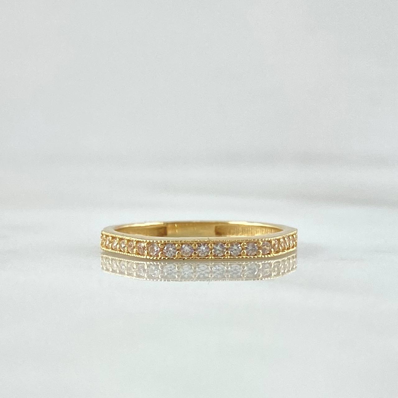 Hexagonal Churumbela Ring 1.4gr / Size 5 1/4 / White Zircons 18K Yellow Gold