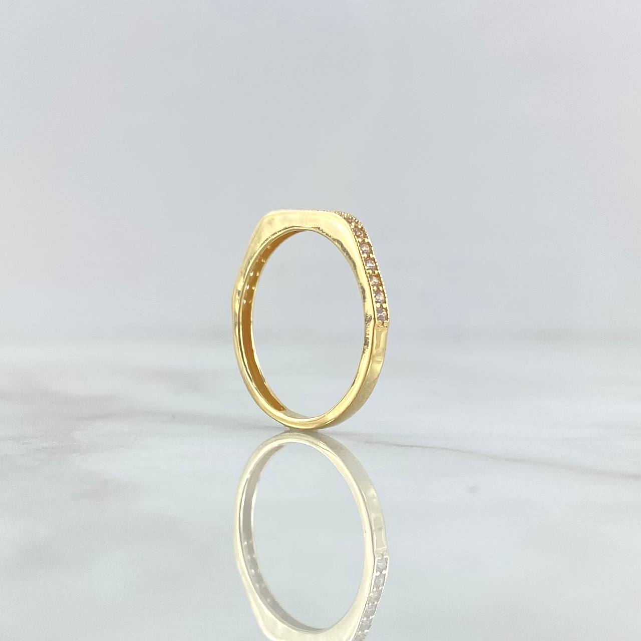 Hexagonal Churumbela Ring 1.4gr / Size 5 1/4 / White Zircons 18K Yellow Gold