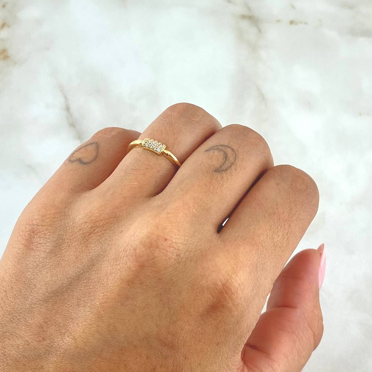 Rectangular Center Ring 1.6gr / T6 / Smooth 18K Yellow Gold