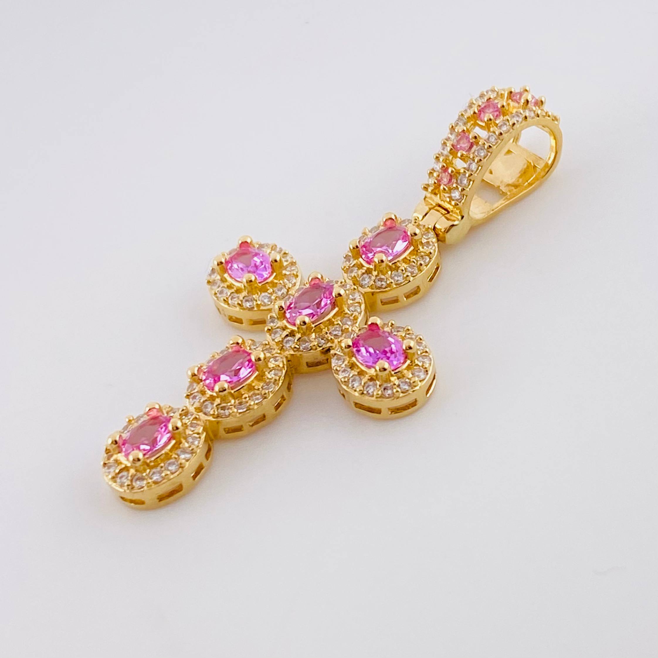 Pendant Cross Dense Ovals 5.55g / 1 3/4 in Yellow Gold 18K