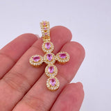 Pendant Cross Dense Ovals 5.55g / 1 3/4 in Yellow Gold 18K