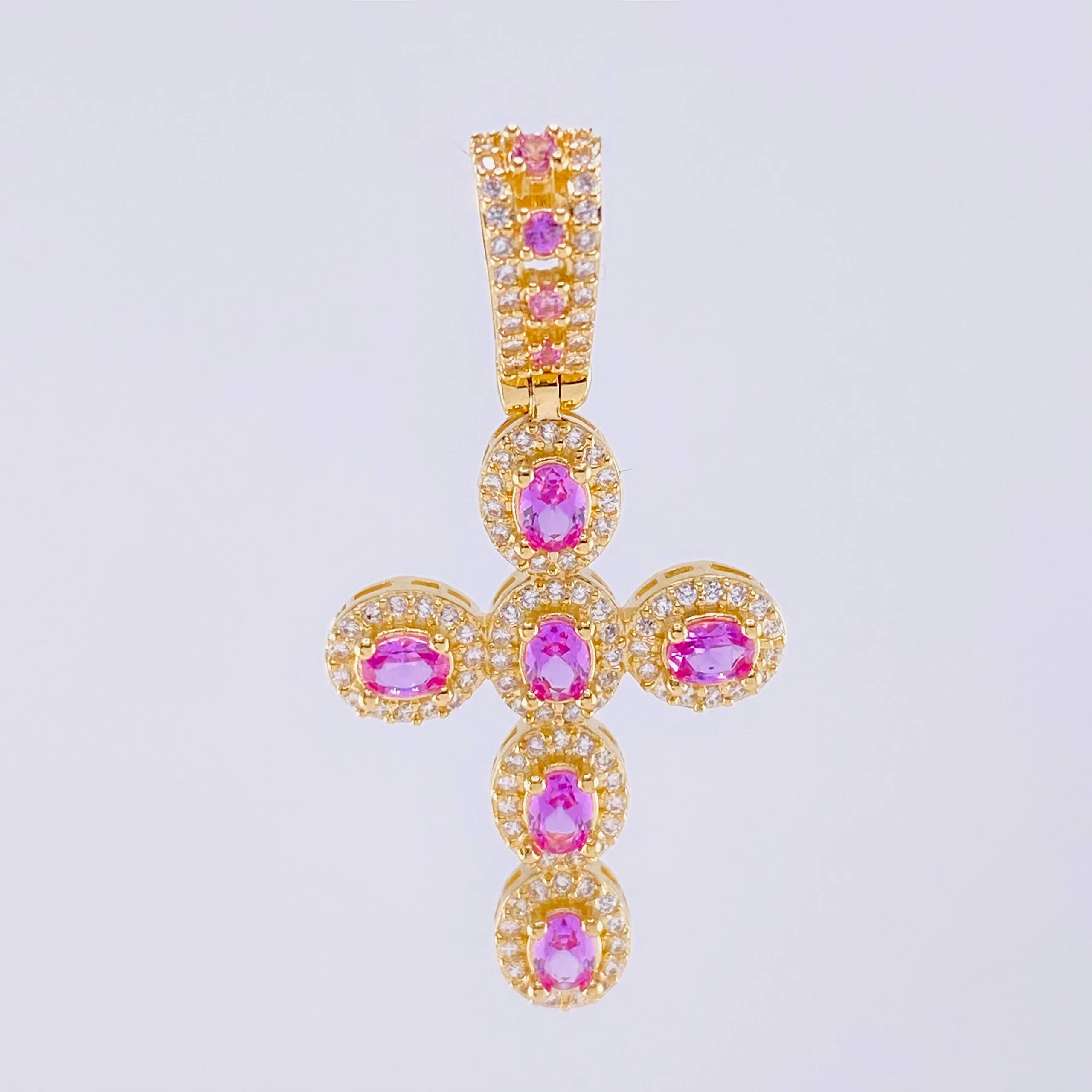 Pendant Cross Dense Ovals 5.55g / 1 3/4 in Yellow Gold 18K
