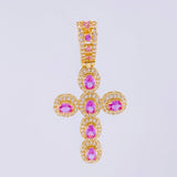 Pendant Cross Dense Ovals 5.55g / 1 3/4 in Yellow Gold 18K