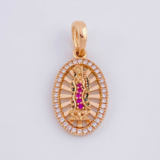Pendant Virgin of Guadalupe Oval Filigree 2.35g / 1 in 18K Rose Gold