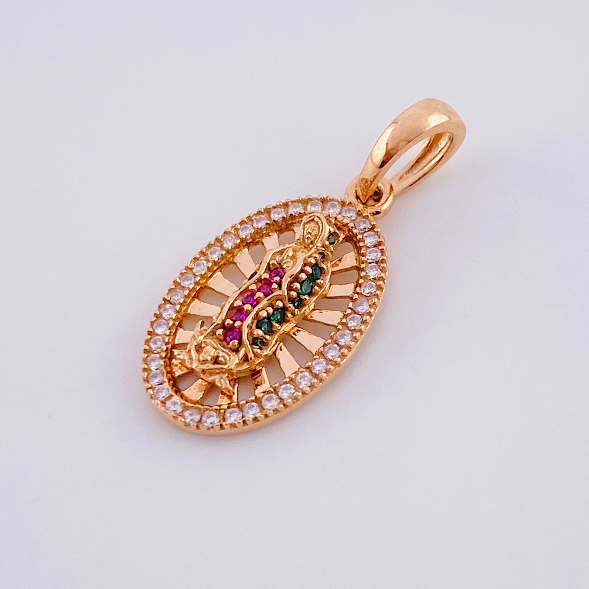 Pendant Virgin of Guadalupe Oval Filigree 2.35g / 1 in 18K Rose Gold