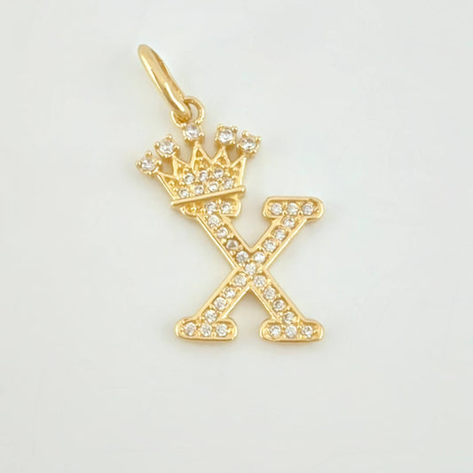 Crown Pendant Letter X 1.9gr / 1 in / 18K Yellow Gold
