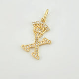 Dije Corona Letra X 2 g / 1 in Oro Amarillo 18K