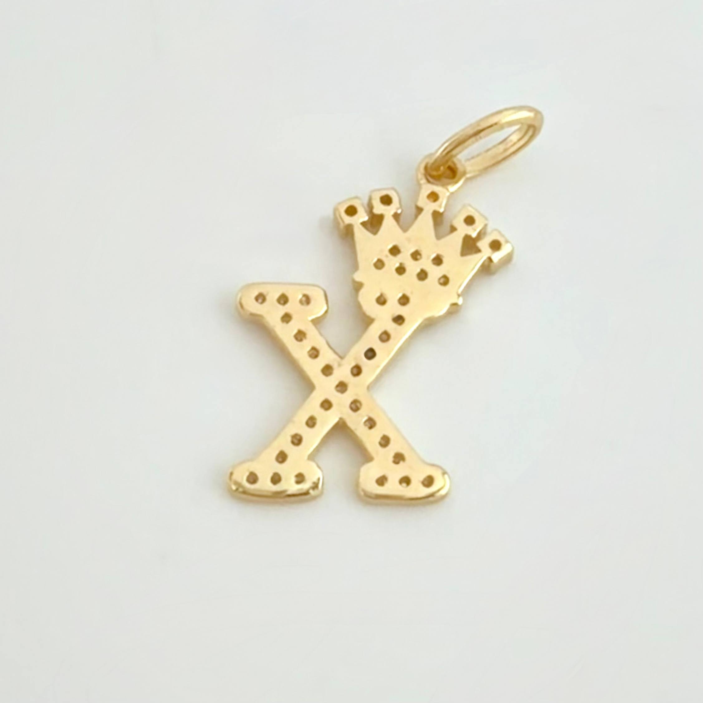 Dije Corona Letra X 2 g / 1 in Oro Amarillo 18K