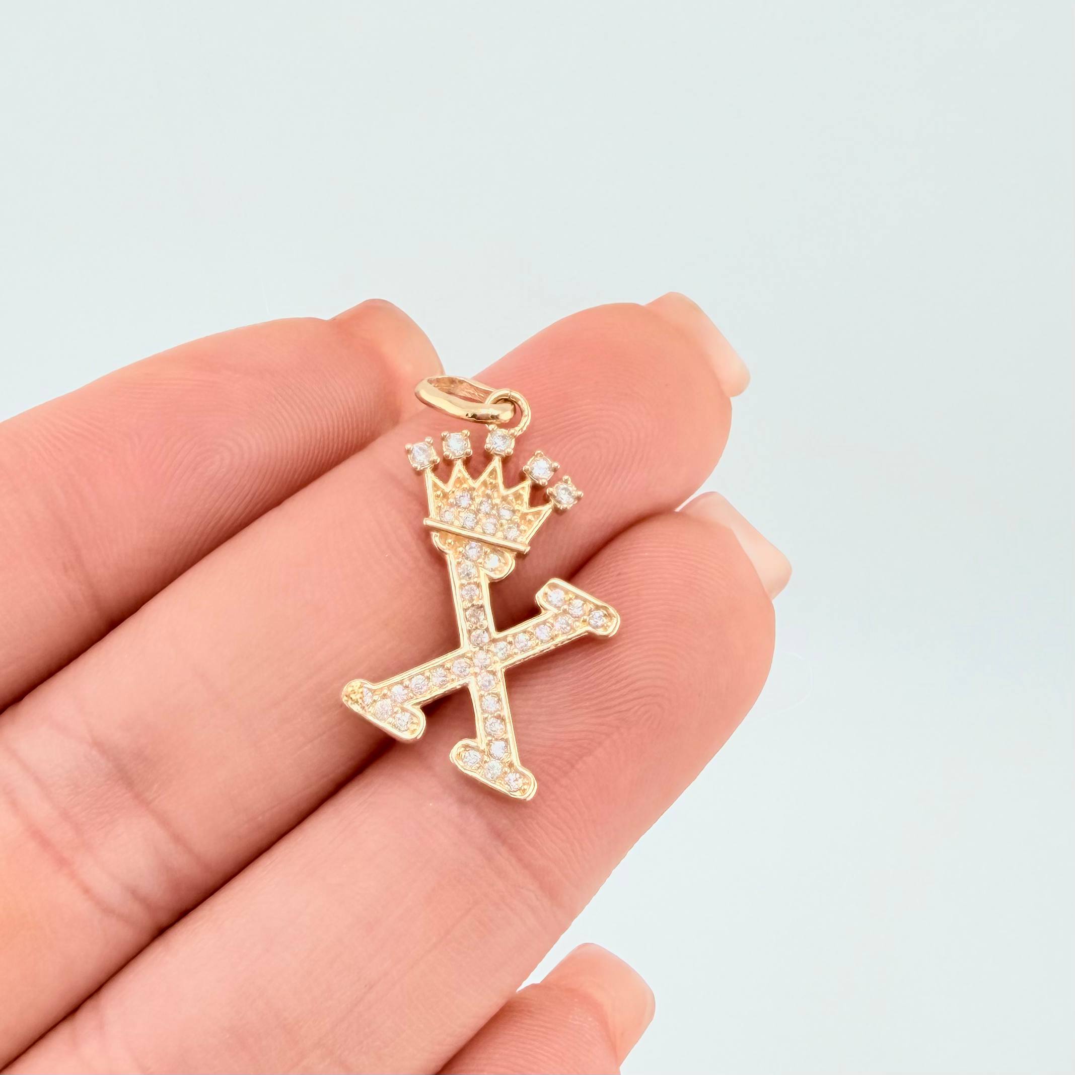 Pendant Crown Letter X 2.05 g / 1 in Yellow Gold 18K