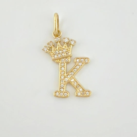 Crown Pendant Letter K 1.95gr / 1 in / 18K Yellow Gold