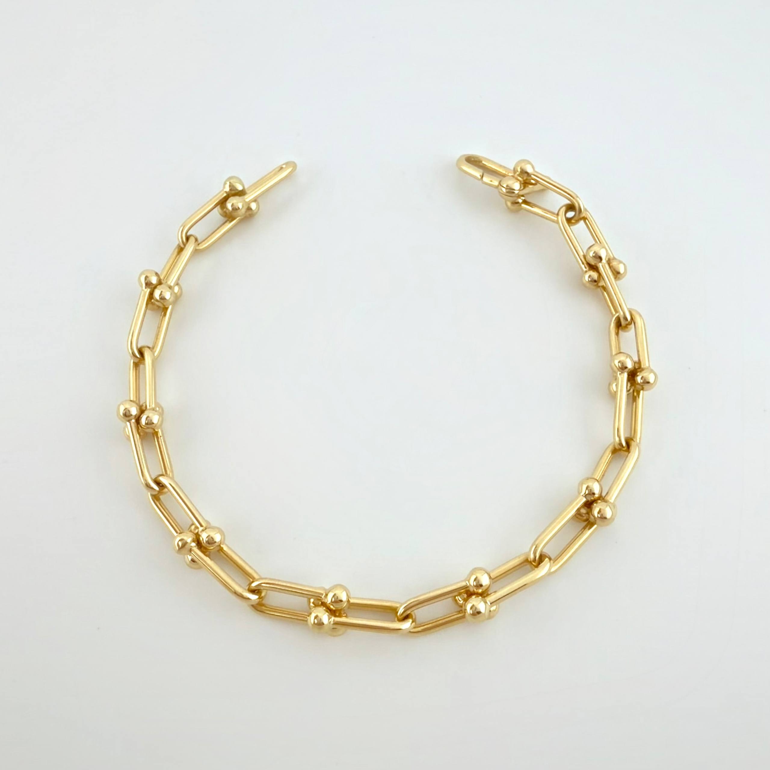 Curved Beads Bracelet 6.75gr / 7 1/2 in / 6.7mm 18K Yellow Gold +4 *