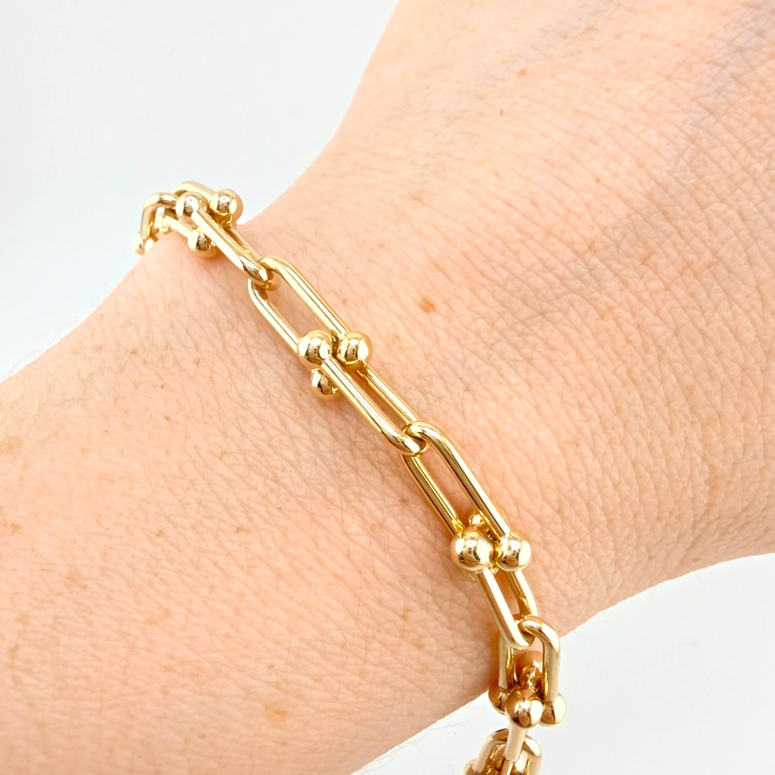 Curved Beads Bracelet 6.75gr / 7 1/2 in / 6.7mm 18K Yellow Gold +4 *
