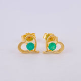 Topos Corazón Silueta Esmeraldas 24pts 1.3gr / 8mm Oro Amarillo 18K ©