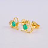 Topos Corazón Silueta Esmeraldas 24pts 1.3gr / 8mm Oro Amarillo 18K ©