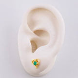 Topos Corazón Silueta Esmeraldas 24pts 1.3gr / 8mm Oro Amarillo 18K ©