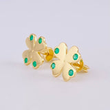 Topos Trebol 4 Hojas Esmeraldas 14pts 2.3gr / 1/2 in / Oro Amarillo 18K ©