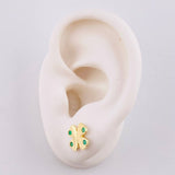 Topos Trebol 4 Hojas Esmeraldas 14pts 2.3gr / 1/2 in / Oro Amarillo 18K ©