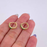 Candongas Carril Intercepto Esmaraldas 30pts 2.15gr / 1/2 in / Oro Amarillo 18K ©