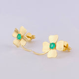 Topos Flor De La Suerte Esmeraldas 17pts 1.95gr / 3/4 in / Oro Amarillo 18K ©