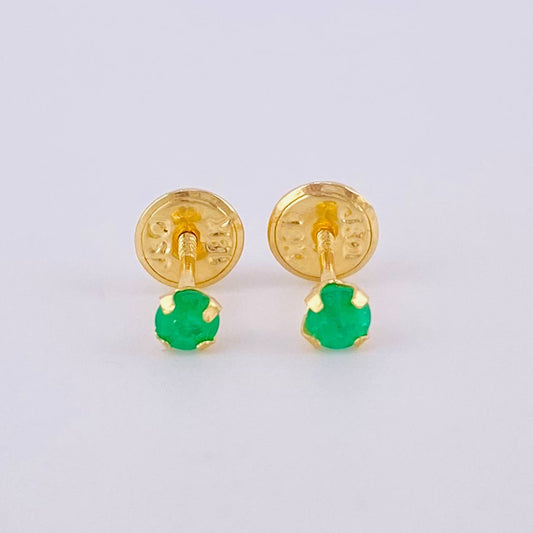 Topos Cuatro Garras Esmeraldas 22pts 0.4gr / 3.2mm Oro Amarillo 18K ©