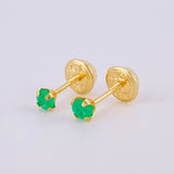 Topos Cuatro Garras Esmeraldas 22pts 0.4gr / 3.2mm Oro Amarillo 18K ©