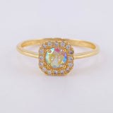 Anillo Solitario Halo Cuadrado 1.9 g / T7 1/4 Oro Amarillo 18K