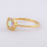 Anillo Solitario Halo Cuadrado 1.9 g / T7 1/4 Oro Amarillo 18K