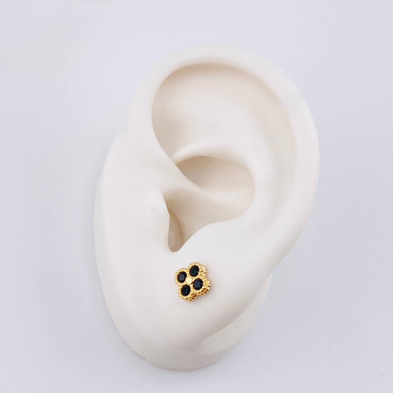 Topos Flor Trebol 1.7 g / in / 6 mm Oro Amarillo 18K