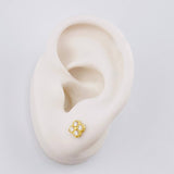 Stud Earrings Flower Clover 1.35 g / in / 5.6 mm Yellow Gold 18K