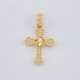 Diamond Cut Clover Cross Pendant Florencial 1.35 g / 1 in 18K Yellow Gold Nac.Esp.