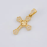 Diamond Cut Clover Cross Pendant Florencial 1.3 g / 1 in Yellow Gold 18K Nac.Esp.*