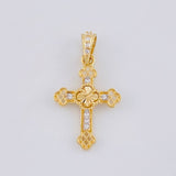 Diamond Cut Clover Cross Pendant Florencial 1.2 g / 1/2 in 18K Yellow Gold