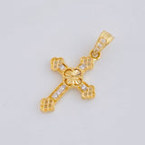 Diamond Cut Clover Cross Pendant Florencial 1.2 g / 1 in 18K Yellow Gold