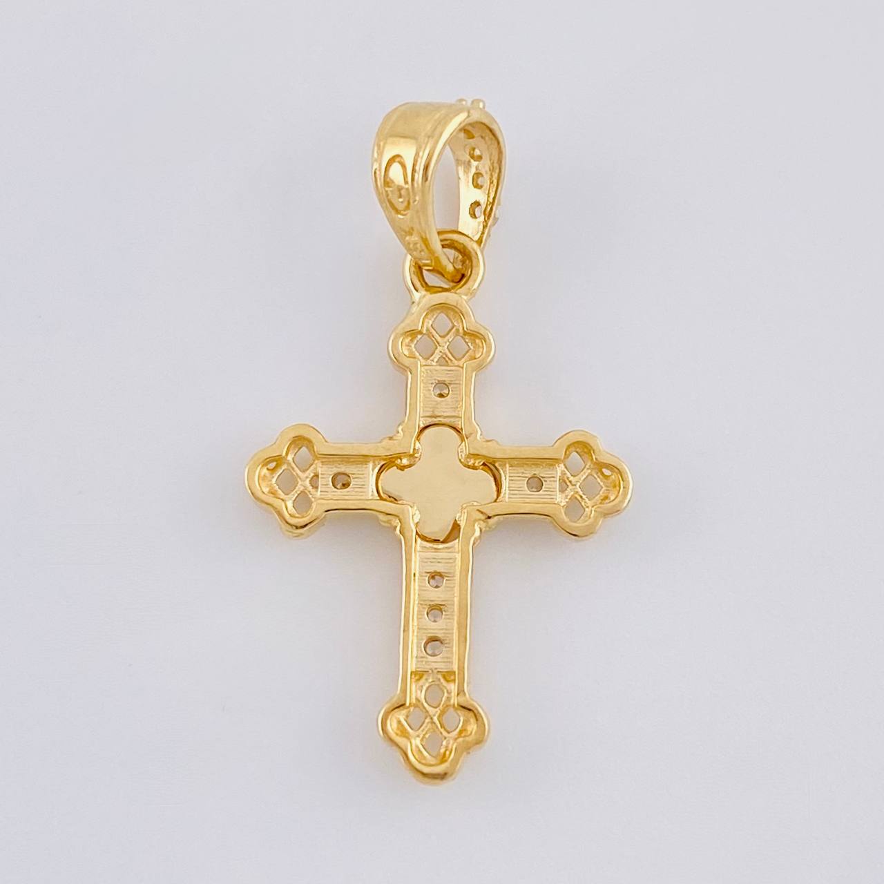 Diamond Cut Clover Cross Pendant Florencial 1.2 g / 1 in 18K Yellow Gold