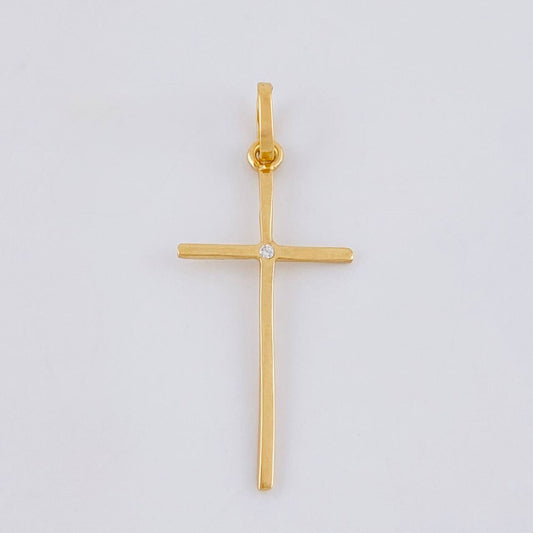 Dije Cruz Lisa 0.8 g / 1 1/2 in Oro Amarillo 18K