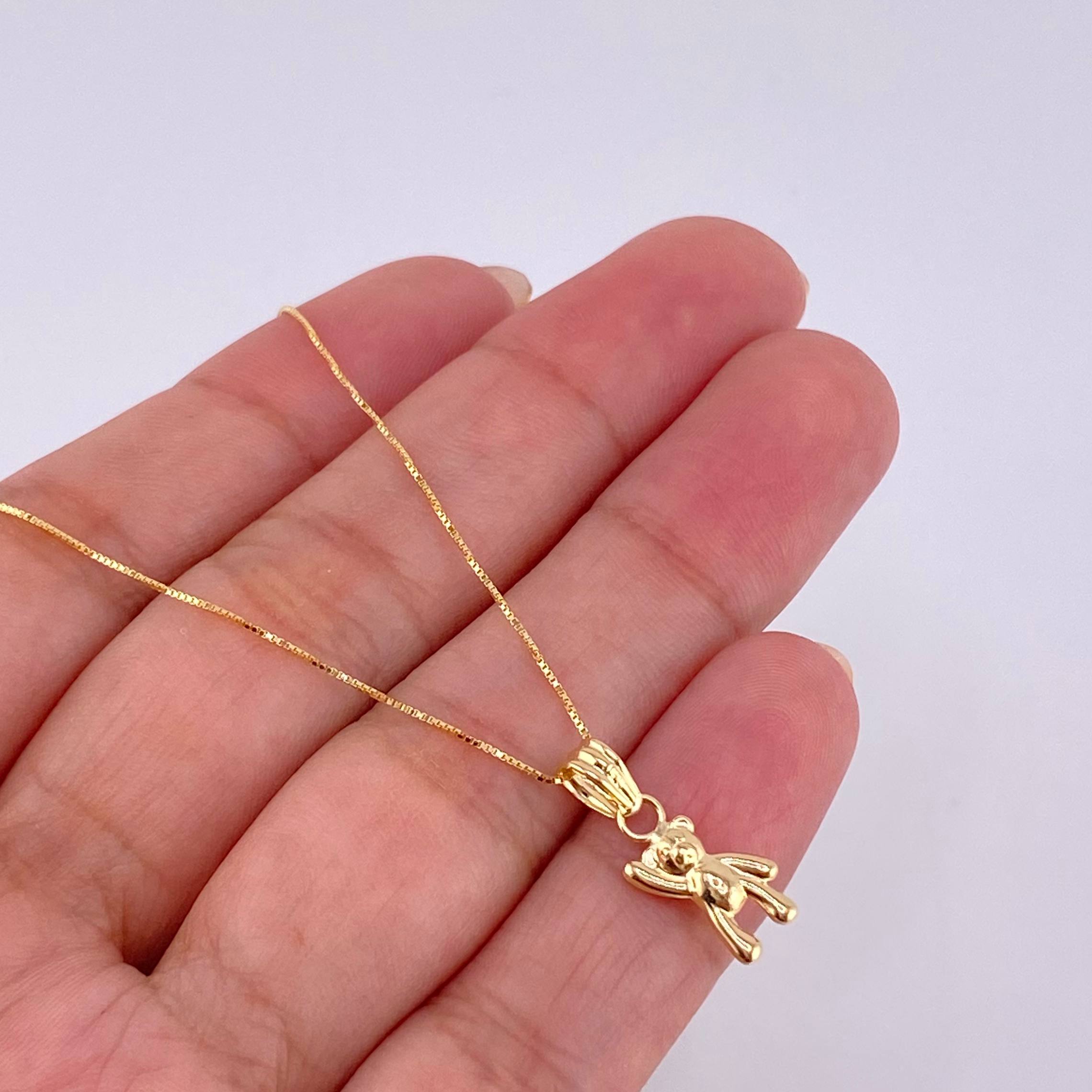 Set Cadena Veneciana + Dije Oso Mano Arriba / 1.65 g / 19 3/4 in Oro Amarillo 18K