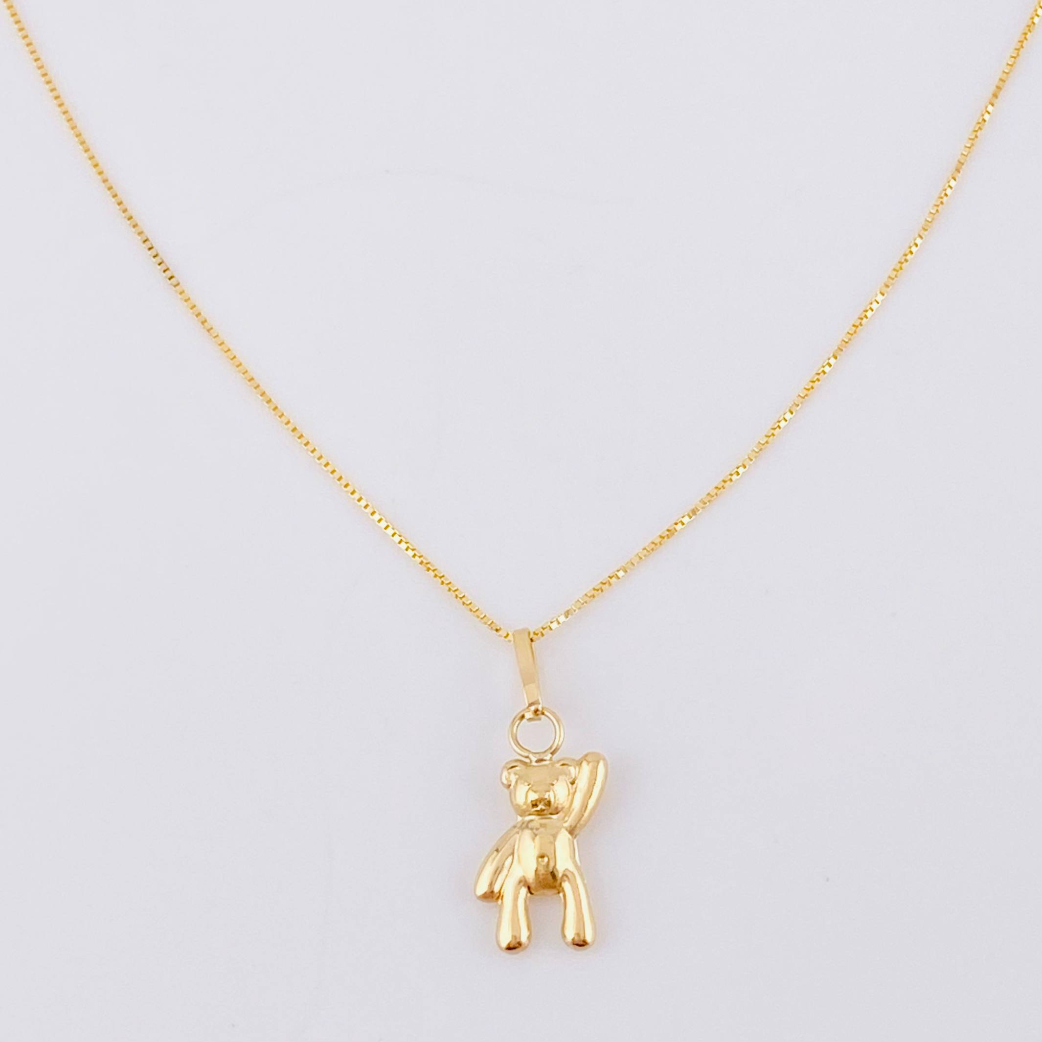 Venetian Chain Set + Bear Pendant Hand Up / 1.45 g / 19 3/4 in 18K Yellow Gold