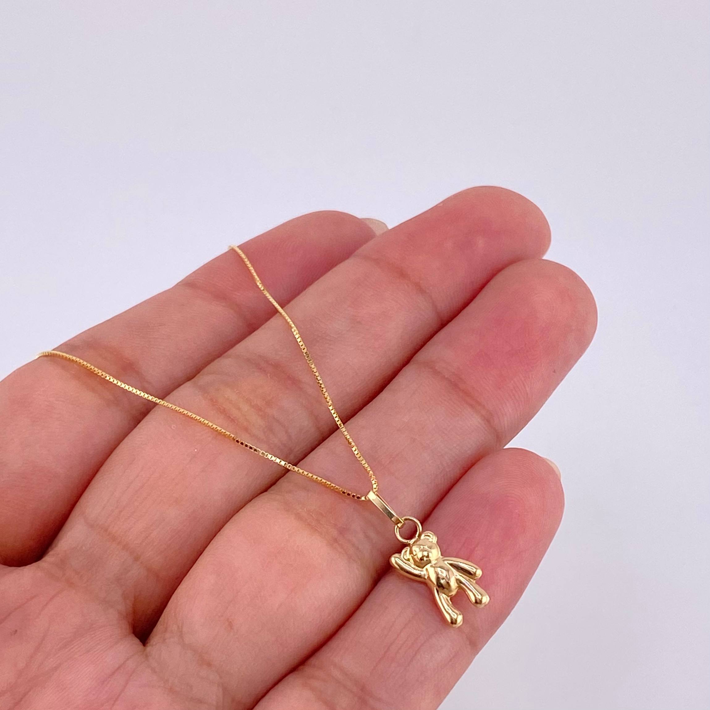Venetian Chain Set + Bear Pendant Hand Up / 1.45 g / 19 3/4 in 18K Yellow Gold