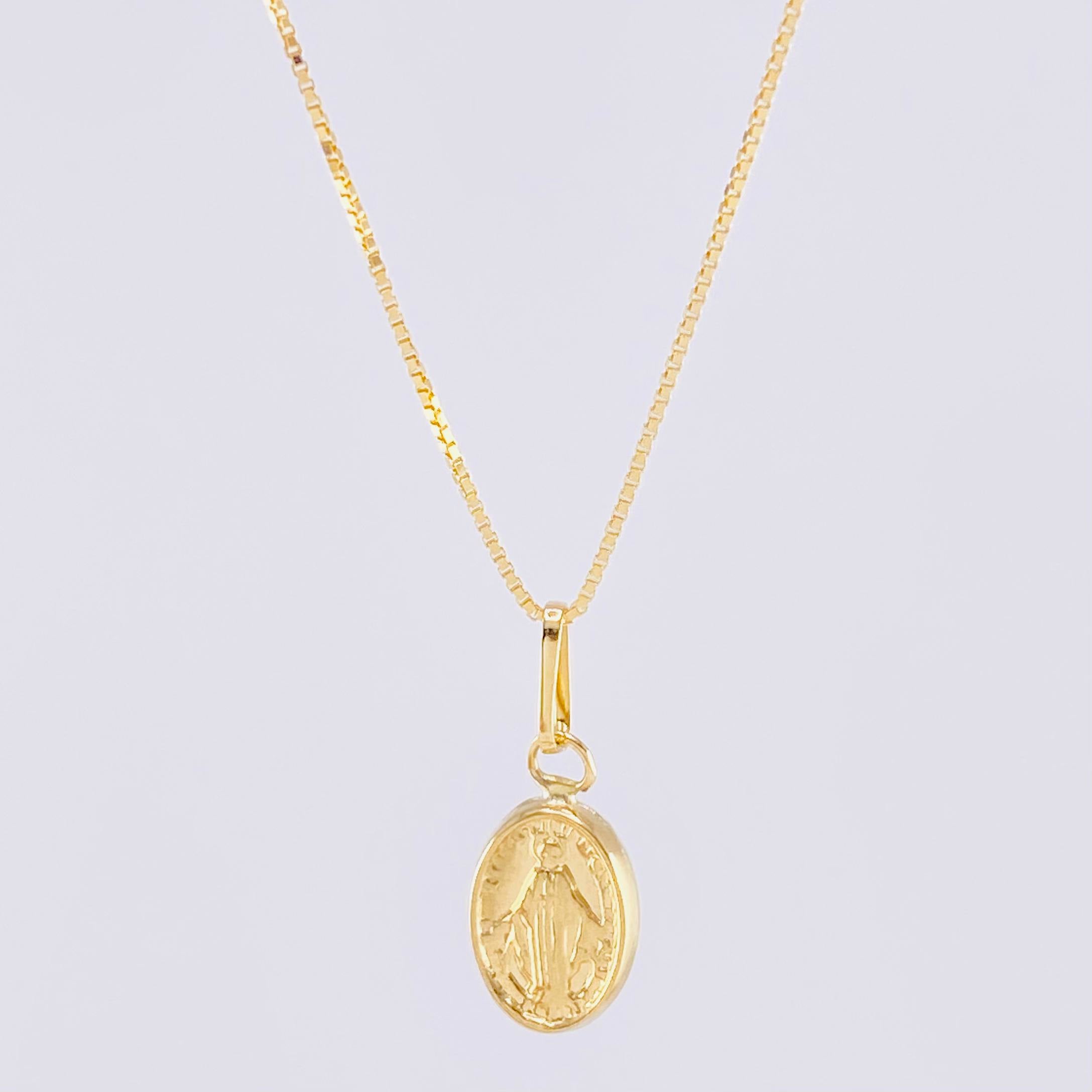 Set Venetian Chain + Pendant Miraculous Virgin / 1.5 g / 19 3/4 in Yellow Gold 18K