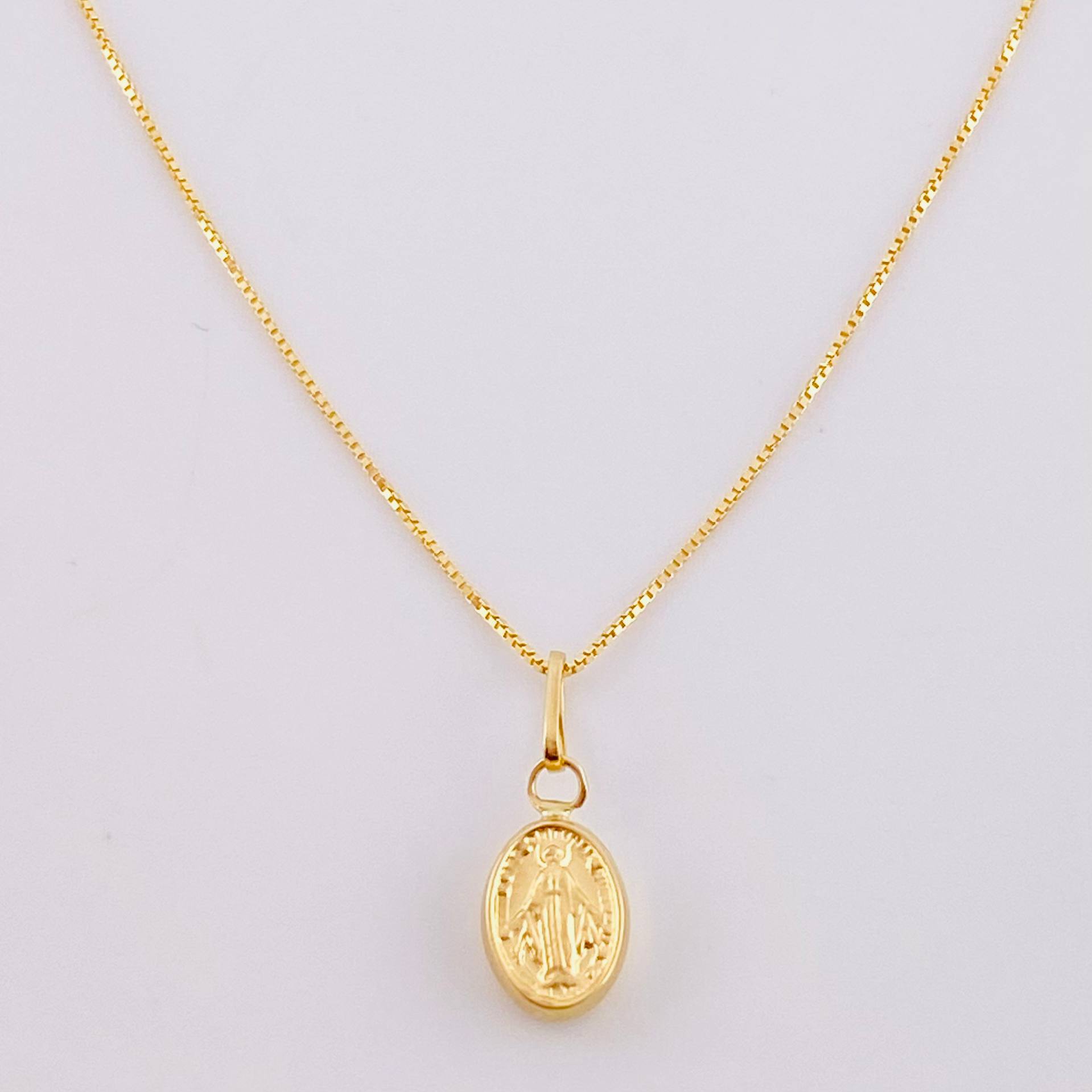 Set Venetian Chain + Pendant Miraculous Virgin / 1.5 g / 19 3/4 in Yellow Gold 18K