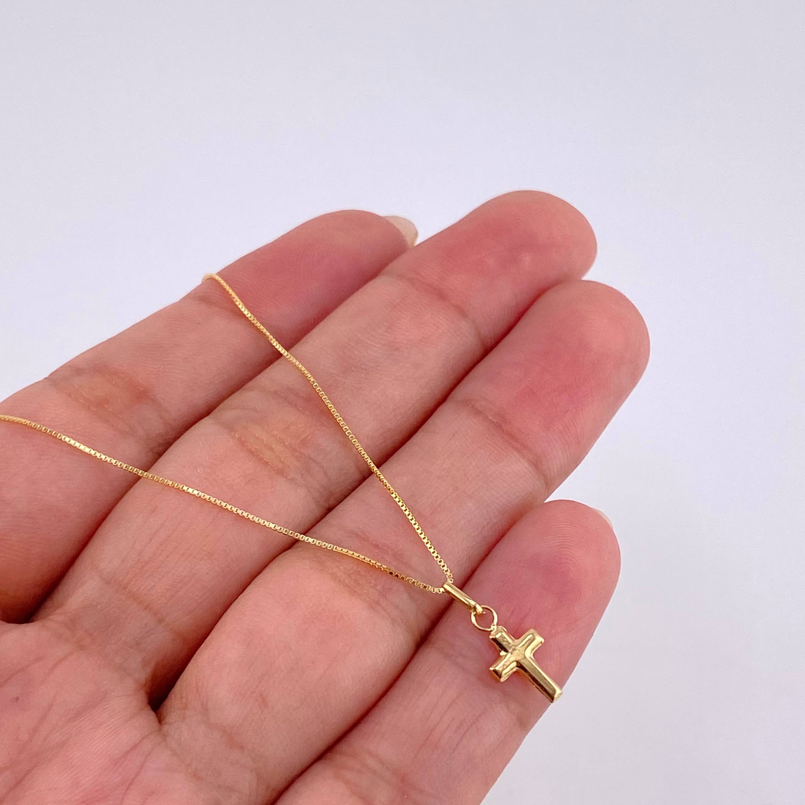 Set Cadena Veneciana + Dije Cruz / 1.35 g / 19 3/4 in Oro Amarillo 18K
