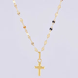 Set Cadena Flor Espejo + Dije Cruz / 1.15 g / 17 3/4 in Oro Amarillo 18K