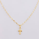 Set Cadena Flor Espejo + Dije Cruz / 1.15 g / 17 3/4 in Oro Amarillo 18K