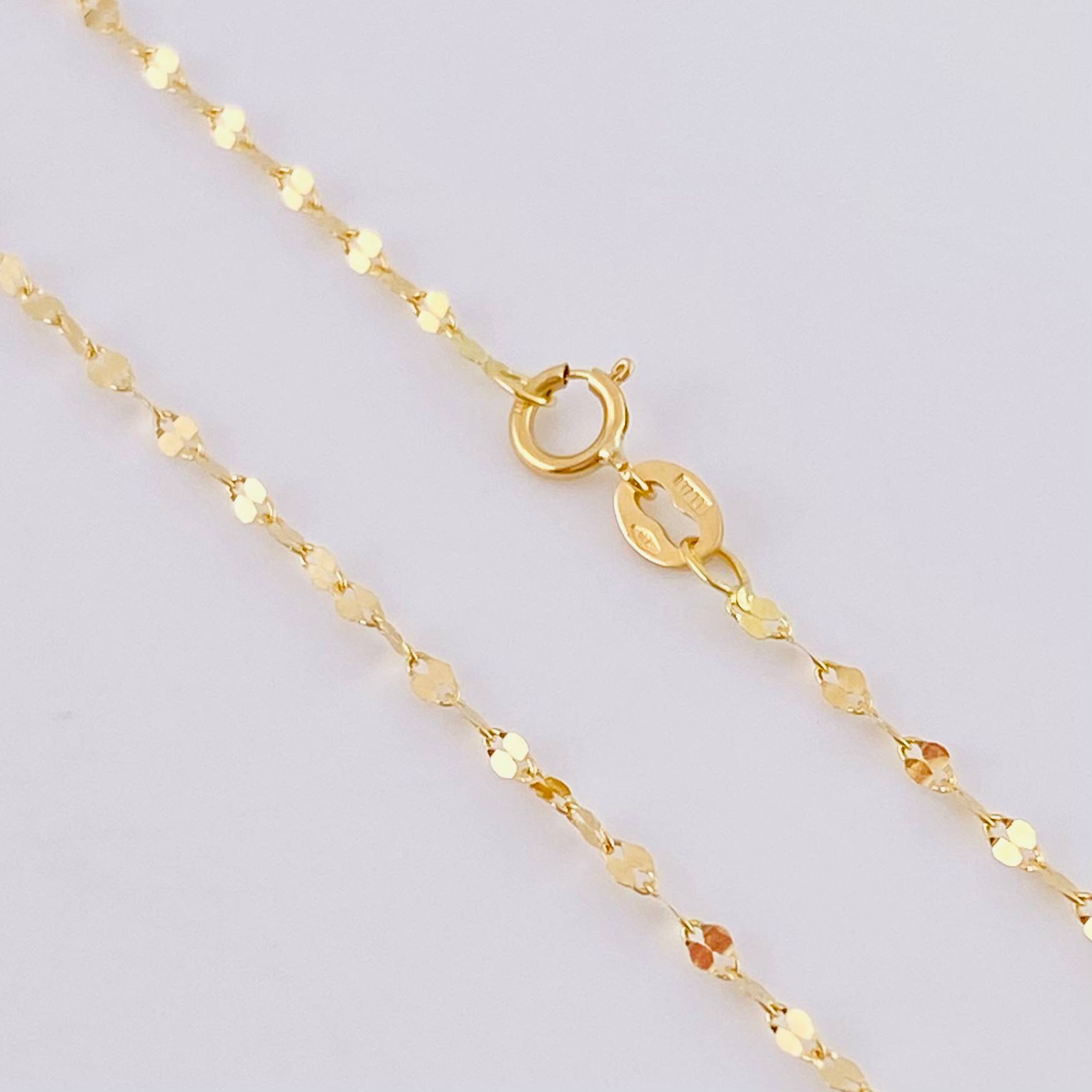 Set Cadena Flor Espejo + Dije Cruz / 1.1 g / 17 3/4 in Oro Amarillo 18K