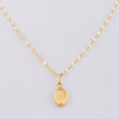 Set Cadena Flor Espejo + Dije Virgen Milagrosa / 1.2 g / 17 3/4 in Oro Amarillo 18K
